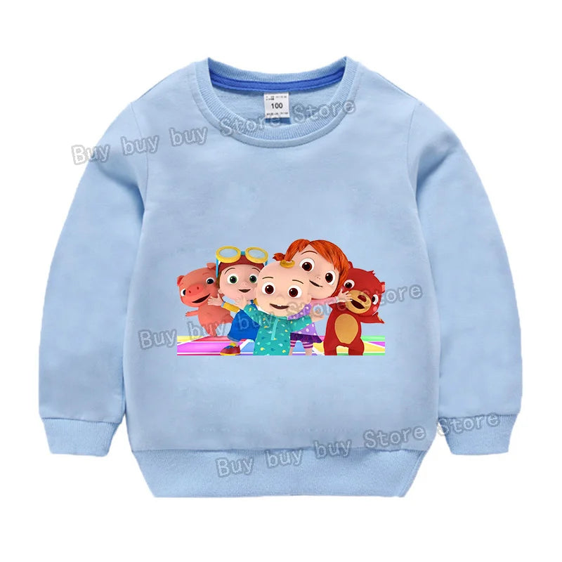 Cocomelons Sweatshirt Kids Cartoon Cotton Pullover Long Sleeve Clothing Boys Girls Hoodie Autumn Spring Tops Clothes Sportswear