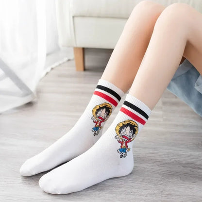 New One Piece Cotton Stockings Women Men Cute Socks Cartoon Anime Derivative Peripherals Basketball Sock Birthday Party Gifts