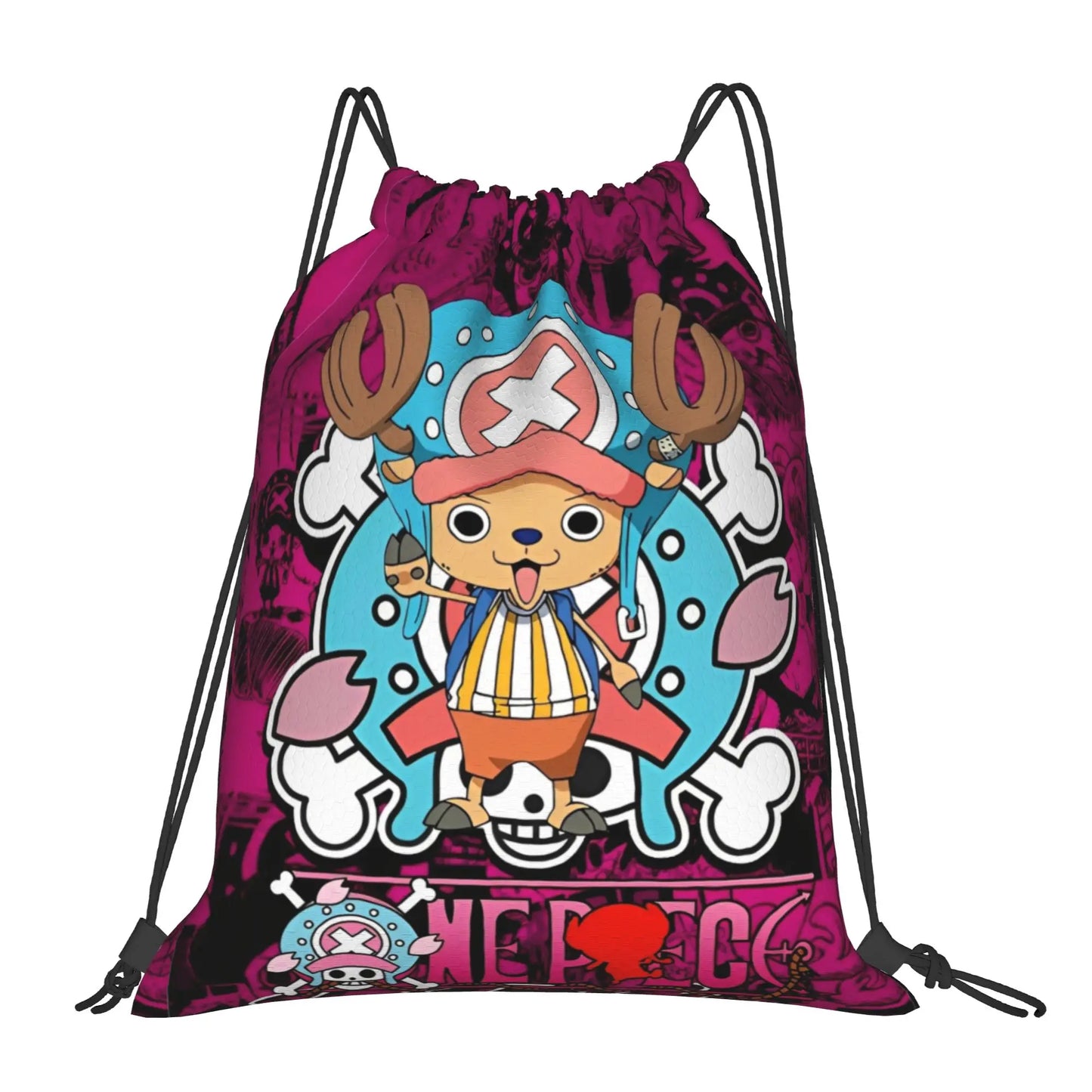 One Piece Zoro Skull Backpack Drawstring Sports Bags Gym Bag Water Resistant  String Sackpack for Exercise