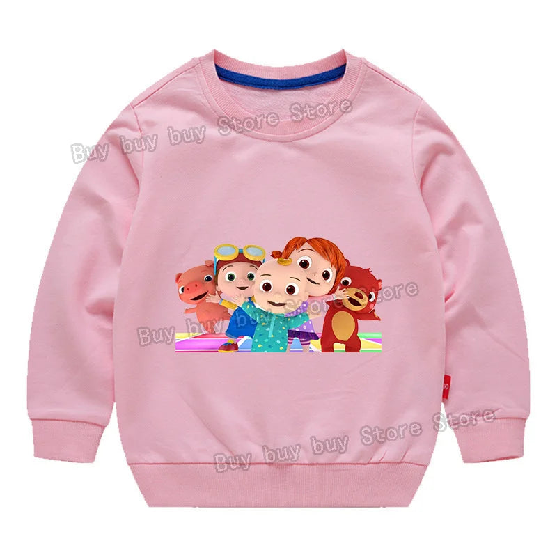 Cocomelons Sweatshirt Kids Cartoon Cotton Pullover Long Sleeve Clothing Boys Girls Hoodie Autumn Spring Tops Clothes Sportswear