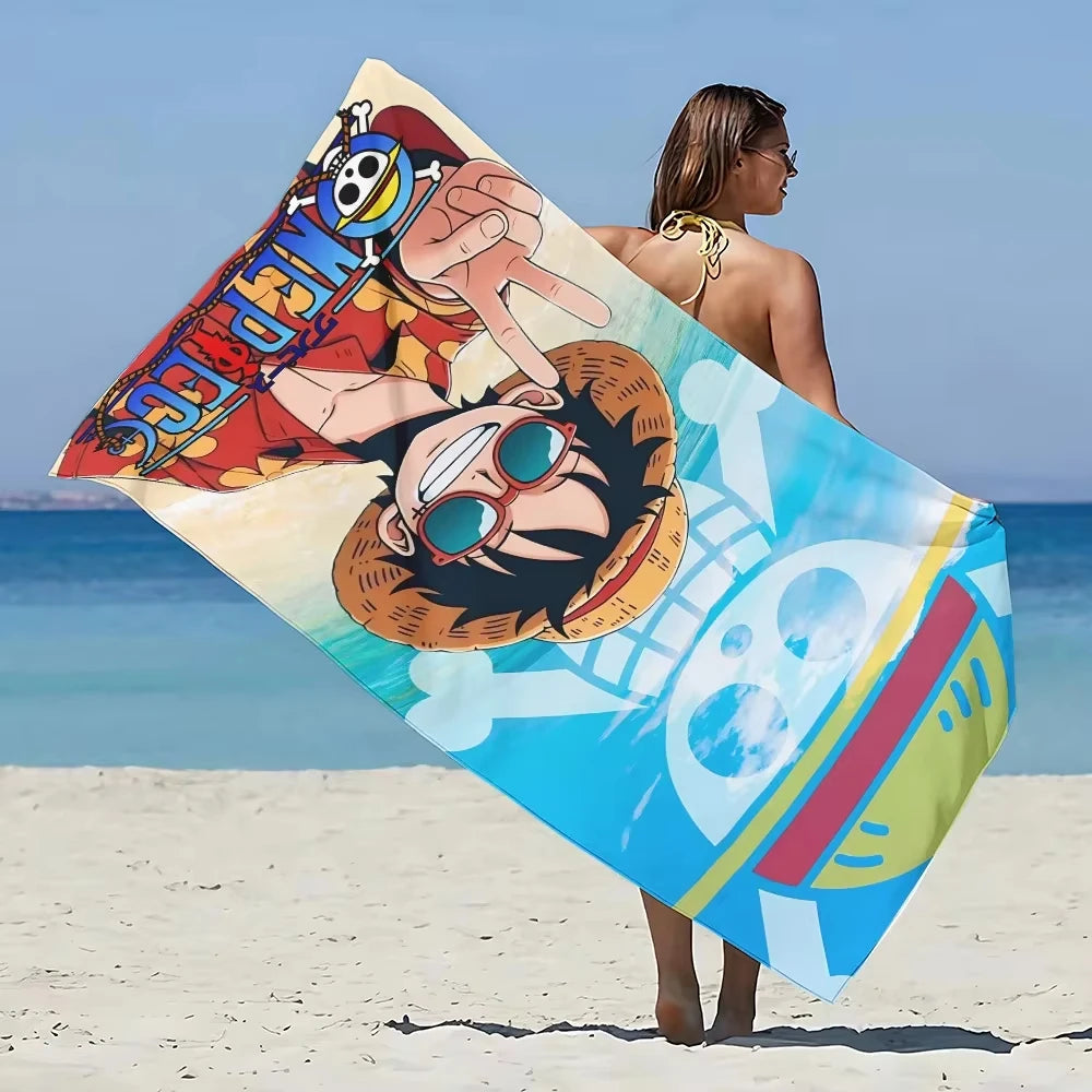 Anime One PIECES Luffys Gear 5 Beach Towel Microfiber Sand Free Quick Dry Pool Towels Gift for Women Travel Gym Shower Camping