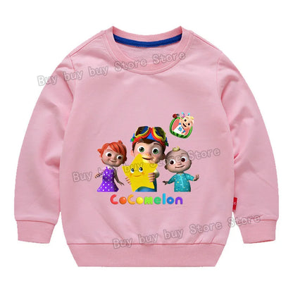 Cocomelons Sweatshirt Kids Cartoon Cotton Pullover Long Sleeve Clothing Boys Girls Hoodie Autumn Spring Tops Clothes Sportswear