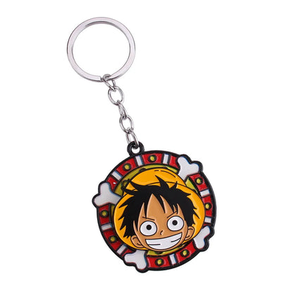 One Piece Luffy Anime Keychain, Cute Metal Cartoon   School Bag Ornament, Birthday Gift for