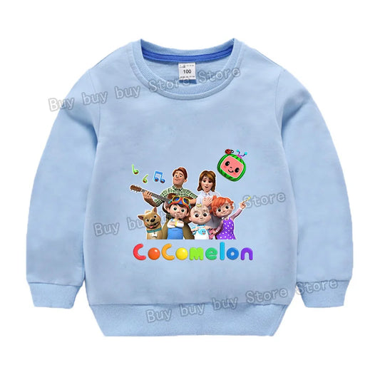 Cocomelons Sweatshirt Kids Cartoon Cotton Pullover Long Sleeve Clothing Boys Girls Hoodie Autumn Spring Tops Clothes Sportswear