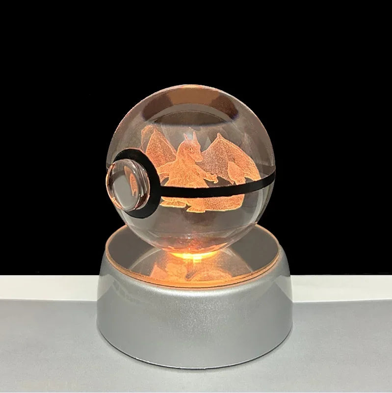 Pokemon 3D Crystal Ball Anime Game Pokeball Rainbow Led Night Light