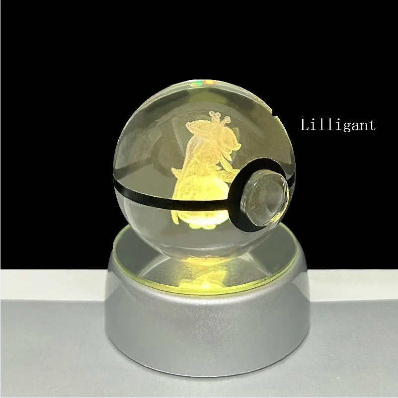 Pokemon 3D Crystal Ball Anime Game Pokeball Rainbow Led Night Light